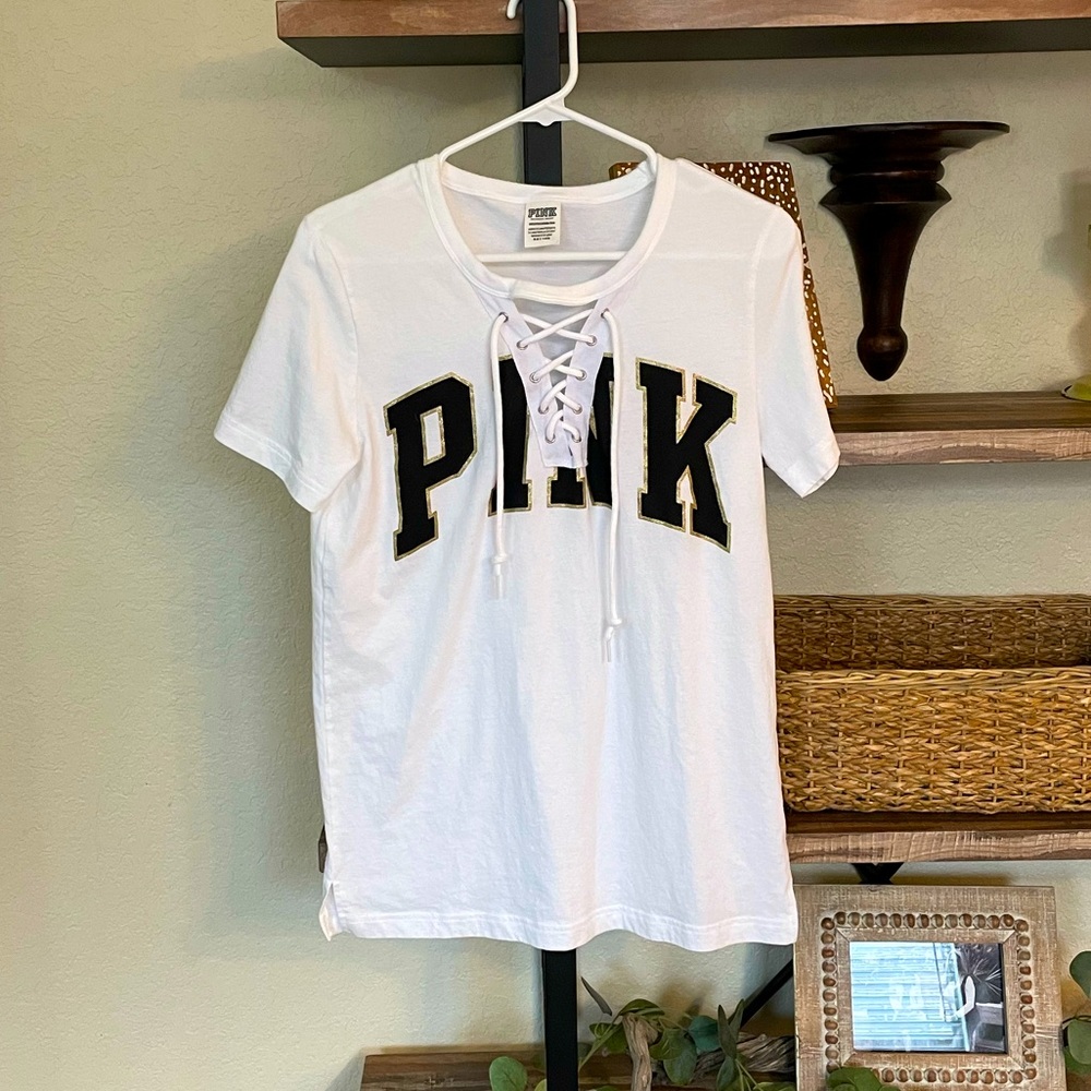 VS Pink White Shirt XS White Gold